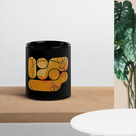 Orange Watercolor - Black Glossy Mug