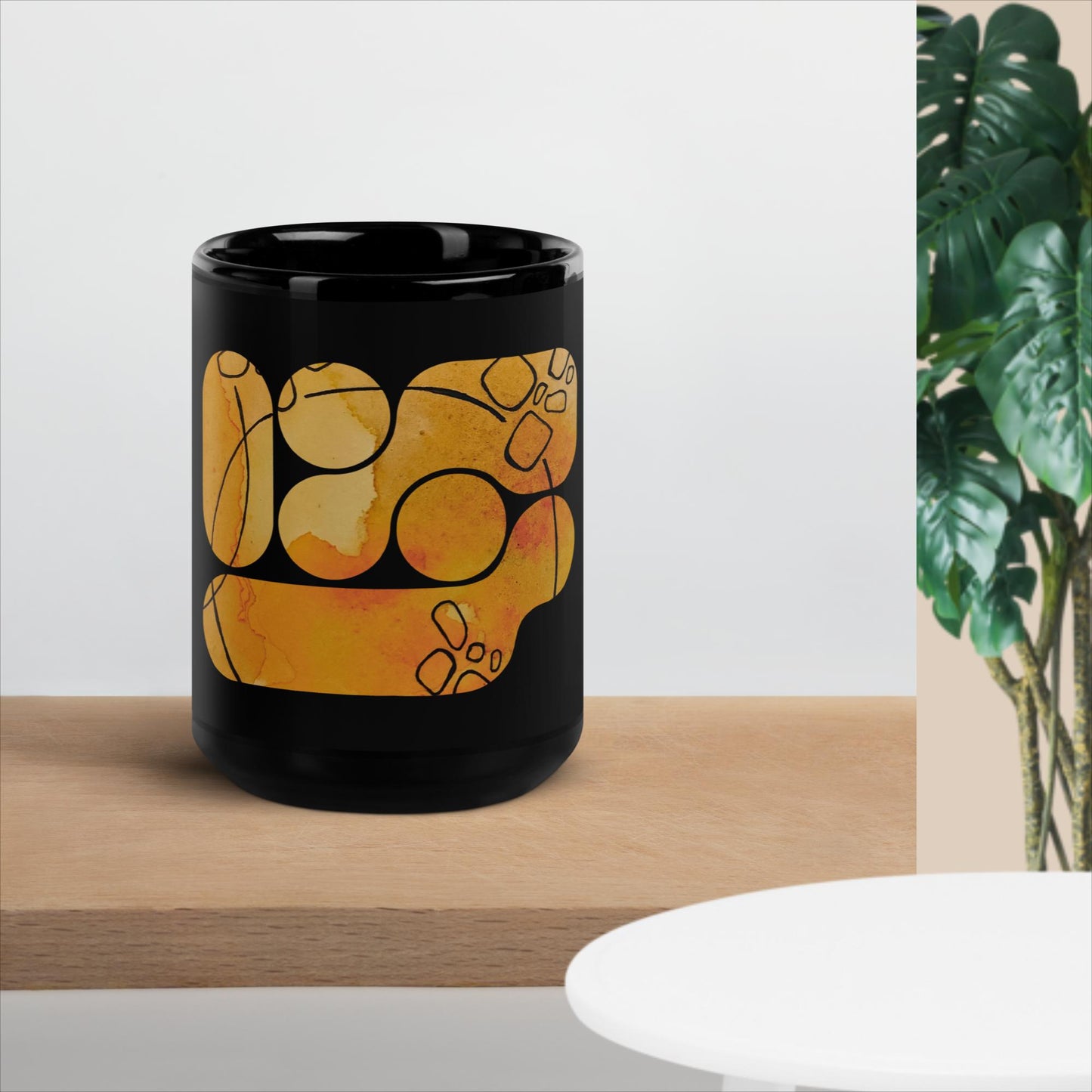 Orange Watercolor - Black Glossy Mug