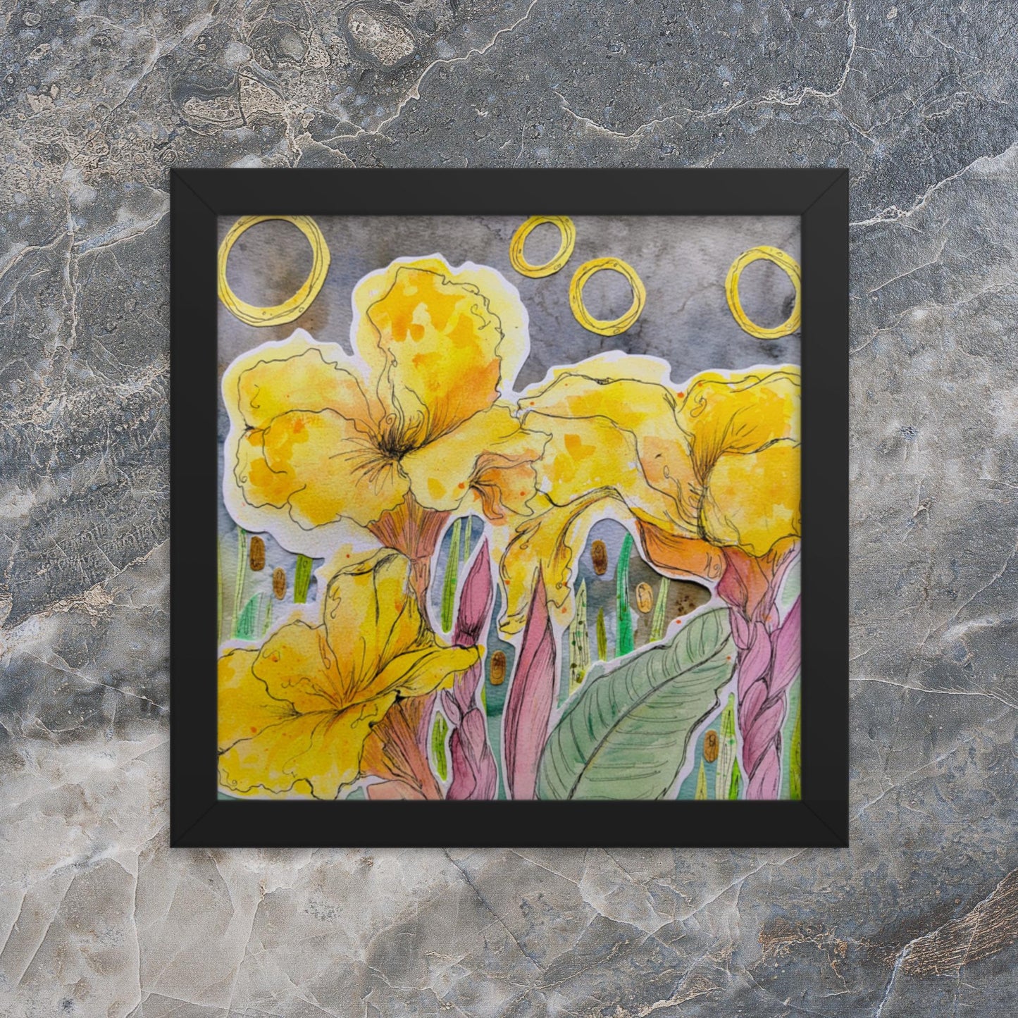Efia's Canna Lilies - Mixed Media Poster Print