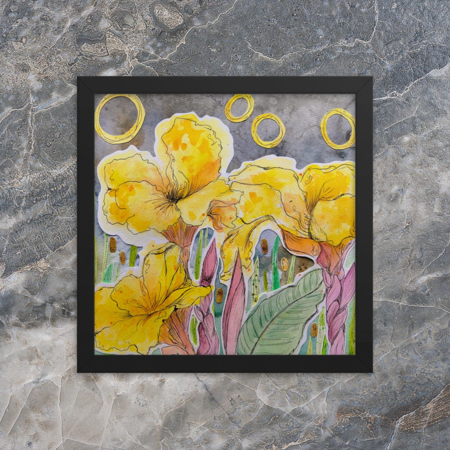 Efia's Canna Lilies - Mixed Media Poster Print