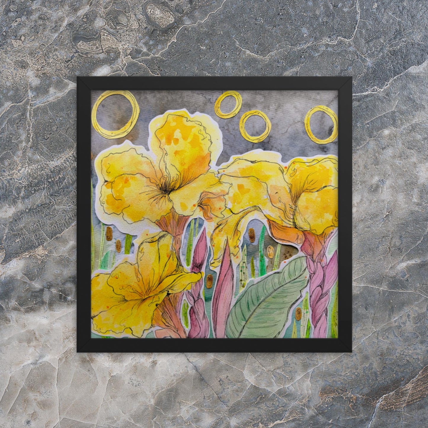 Efia's Canna Lilies - Mixed Media Poster Print