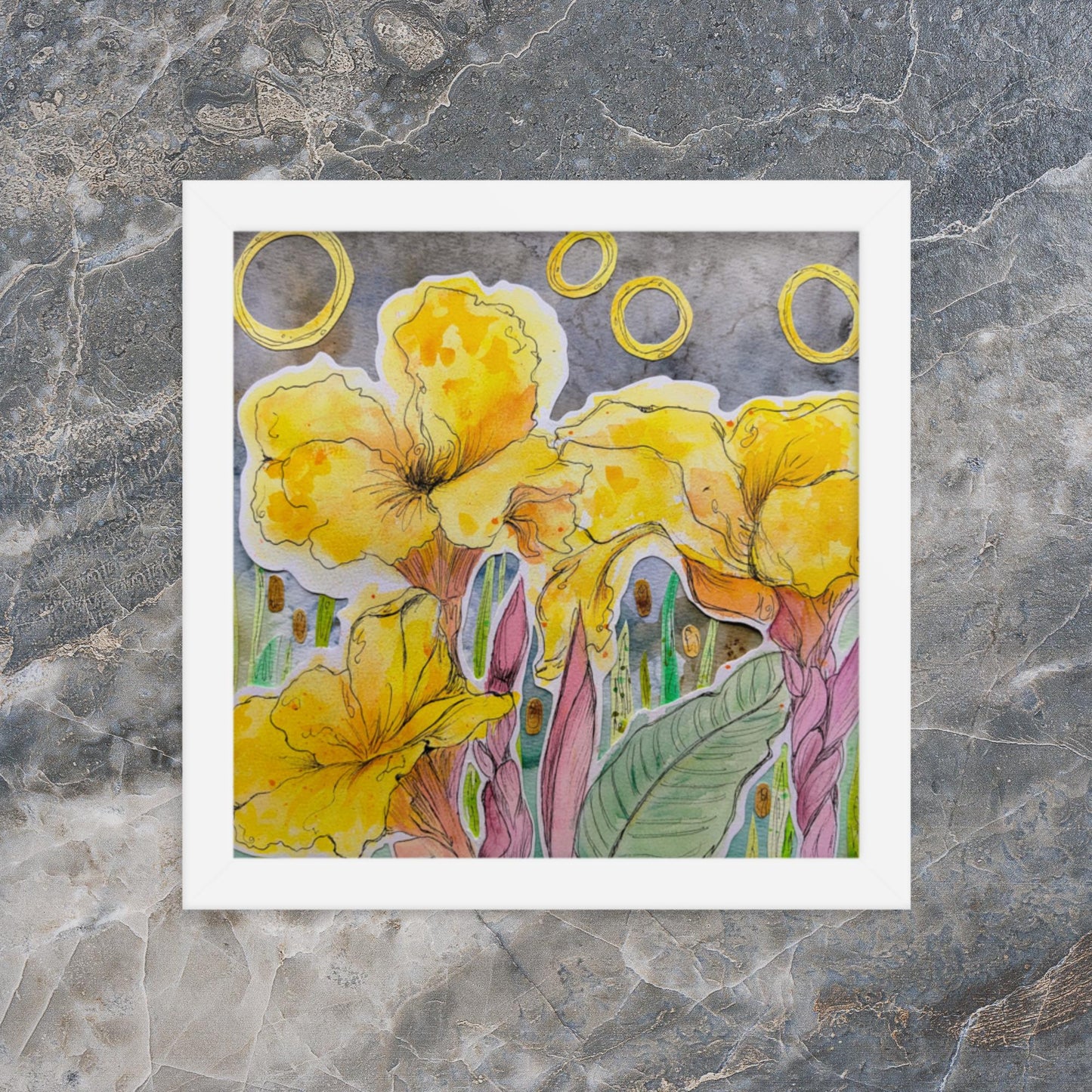 Efia's Canna Lilies - Mixed Media Poster Print