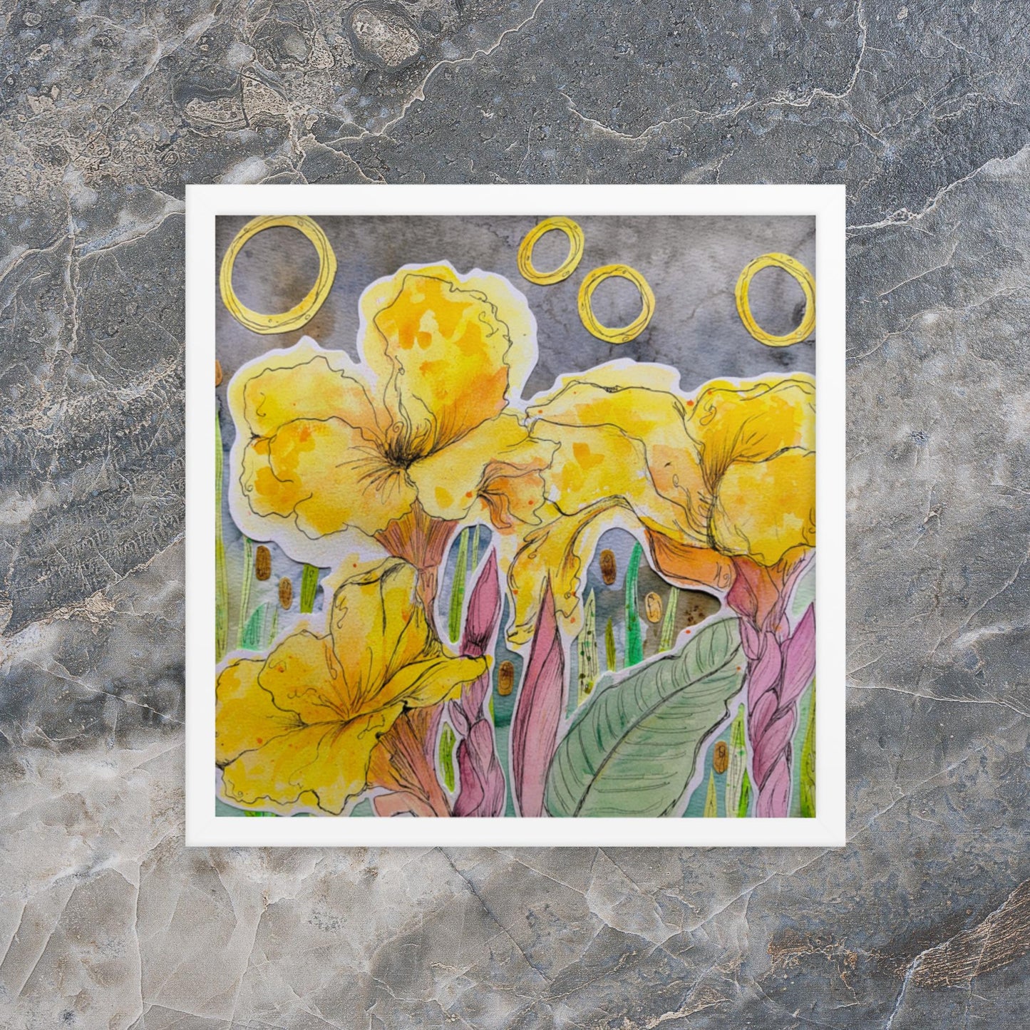 Efia's Canna Lilies - Mixed Media Poster Print