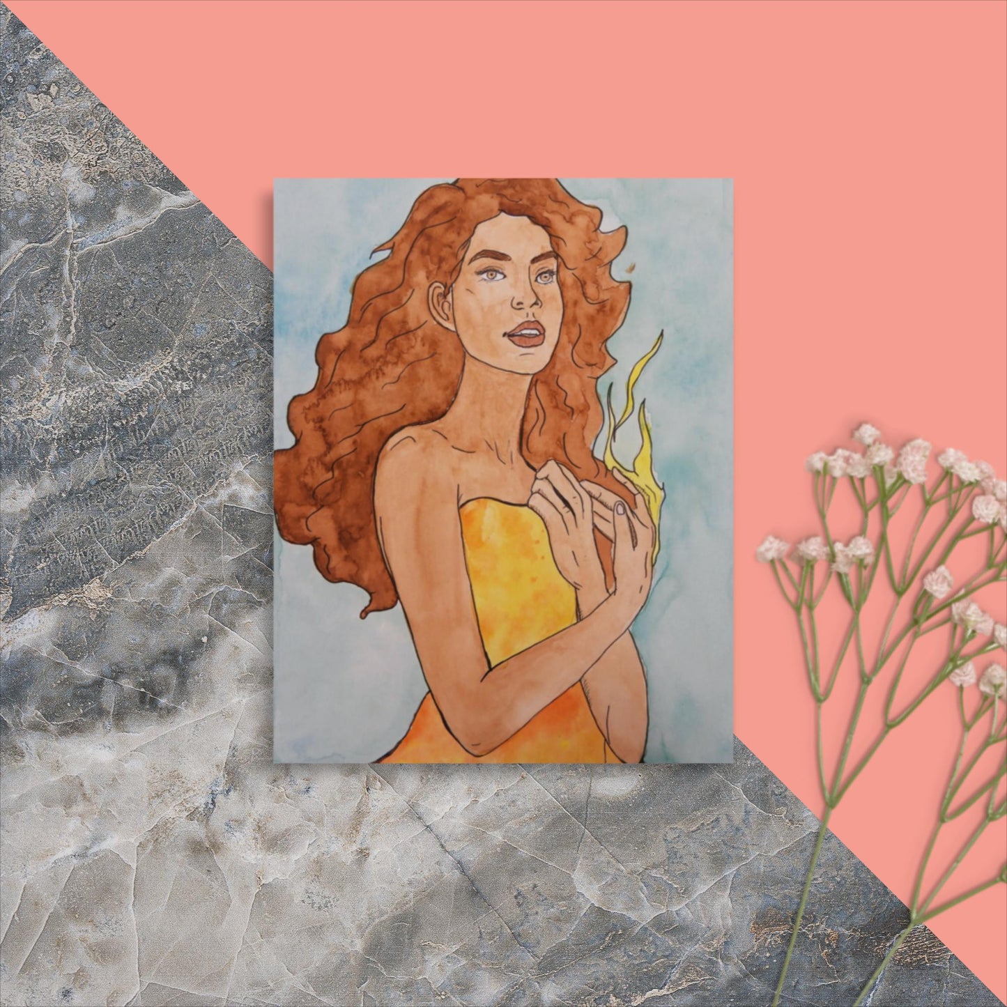 Fire - Watercolor Poster Print
