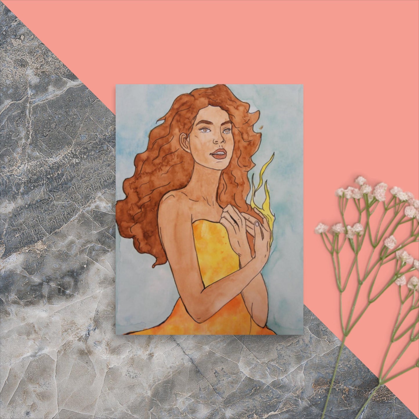 Fire - Watercolor Poster Print