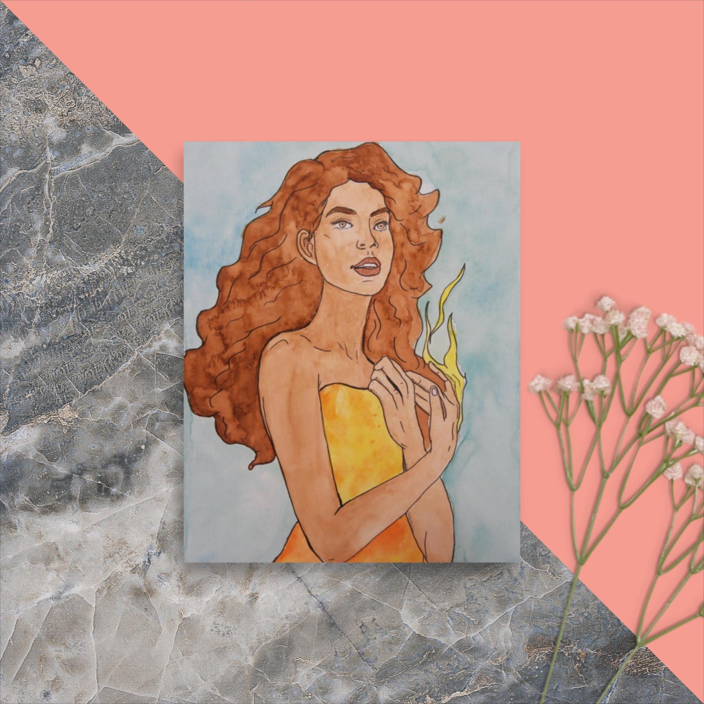 Fire - Watercolor Poster Print