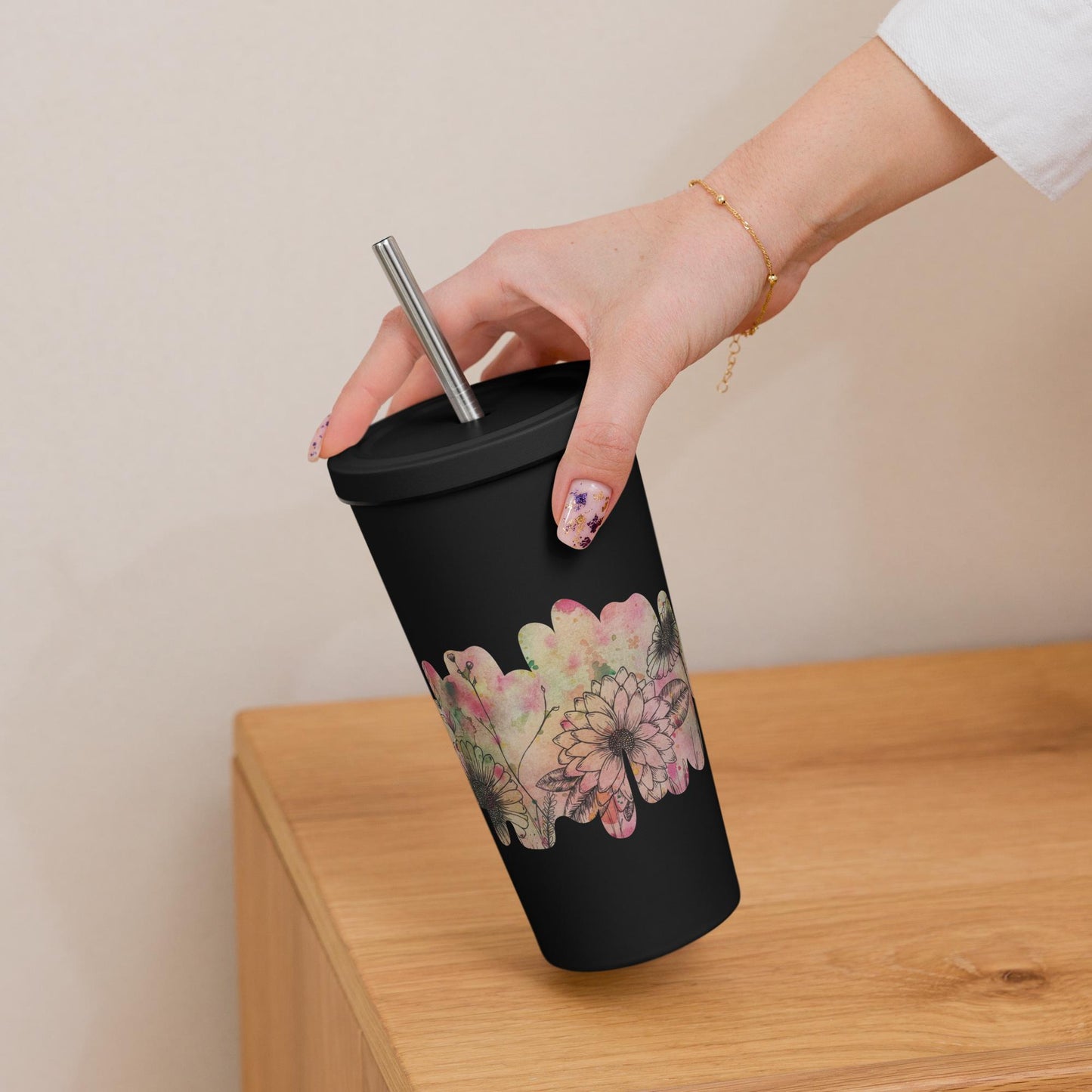 Watercolor Tumbler & Straw