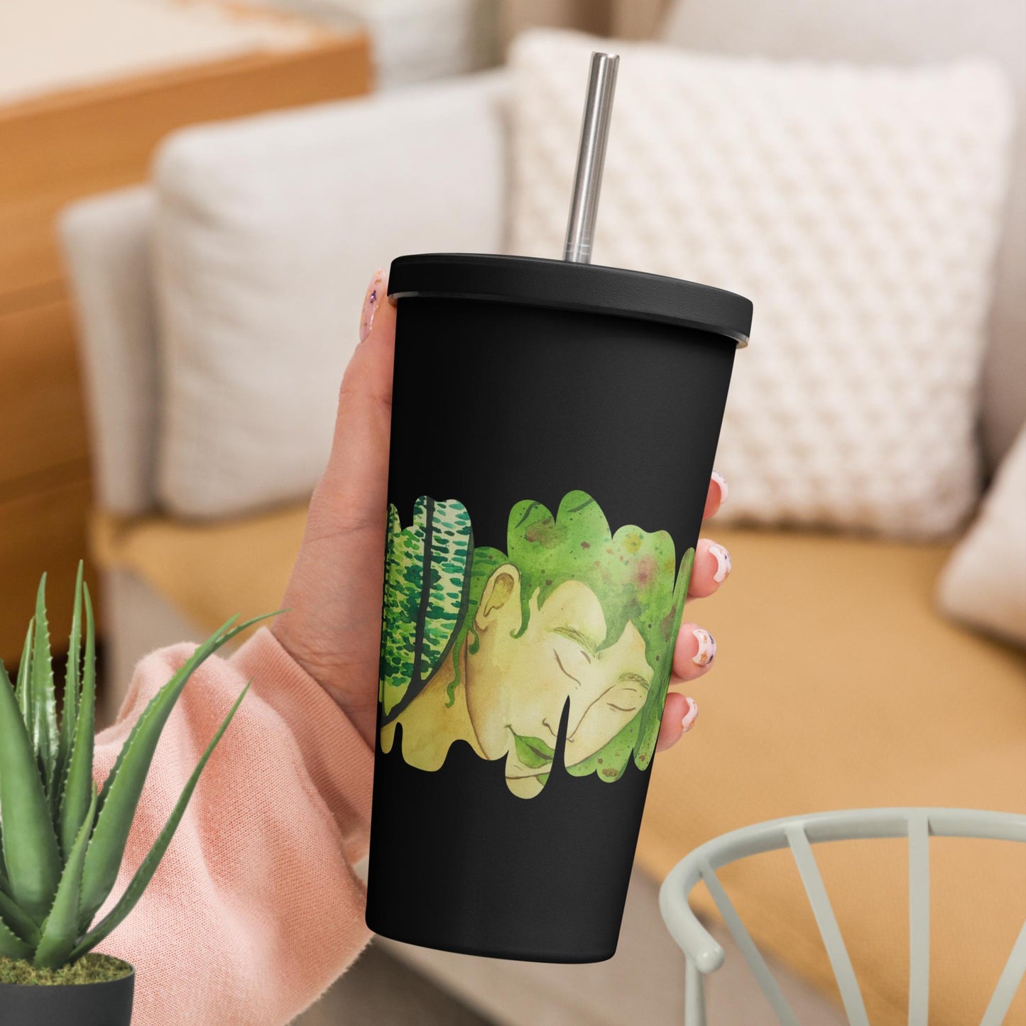 Watercolor Tumbler & Straw