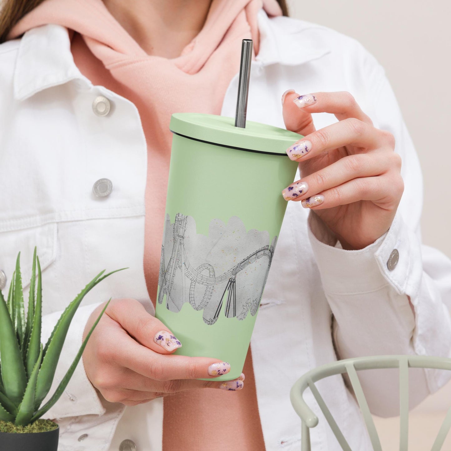 Watercolor Tumbler & Straw