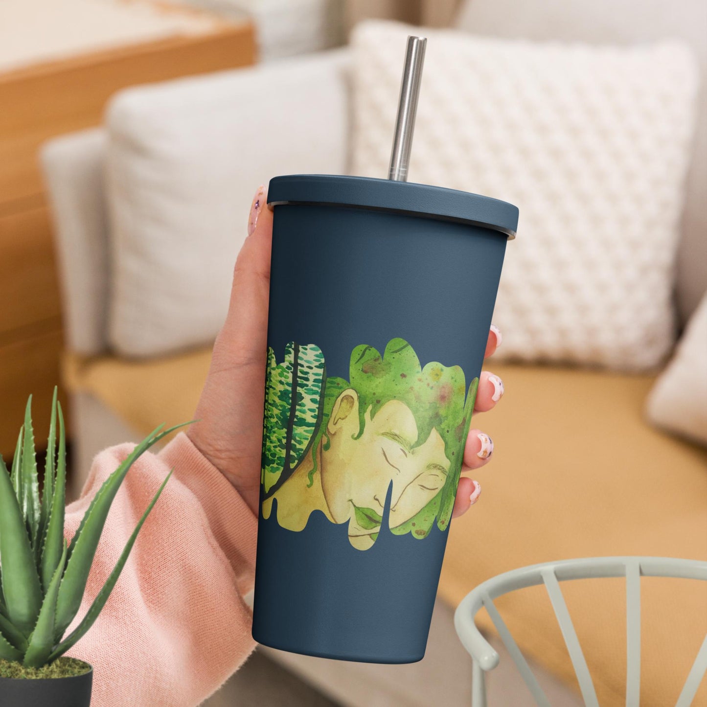 Watercolor Tumbler & Straw