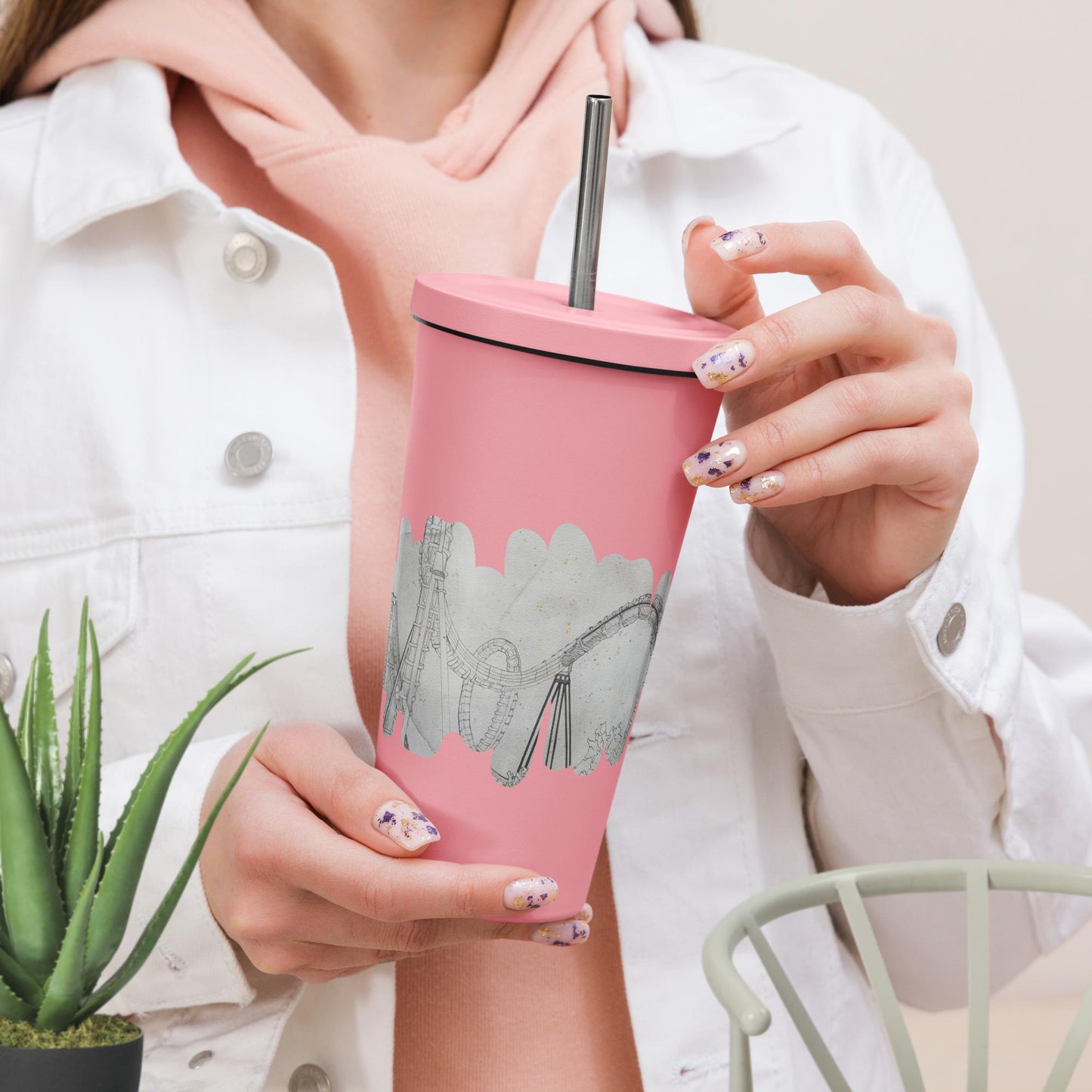 Watercolor Tumbler & Straw