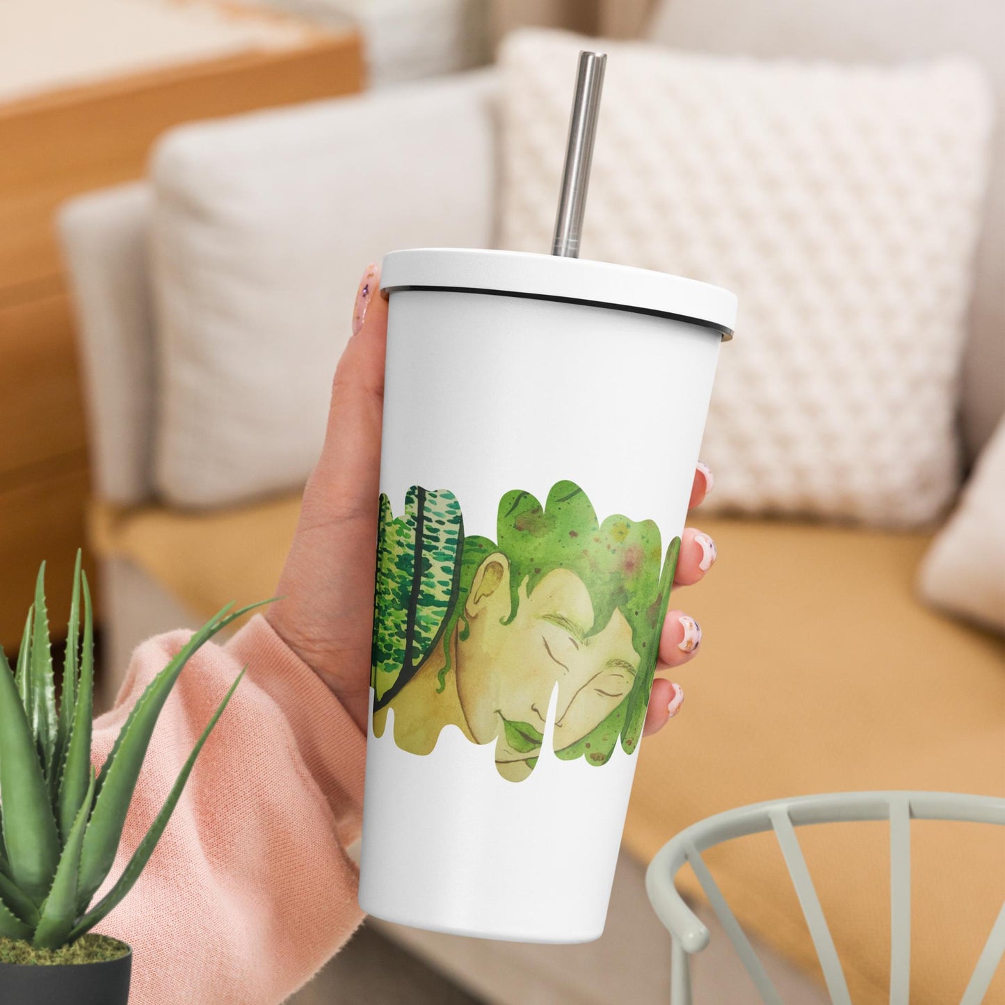 Watercolor Tumbler & Straw
