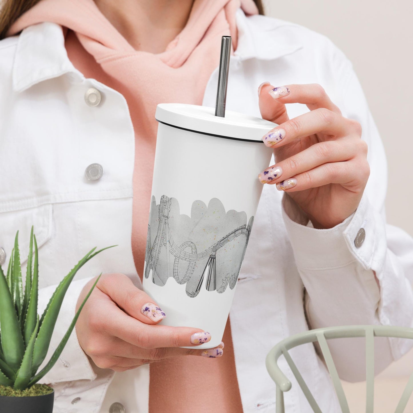 Watercolor Tumbler & Straw