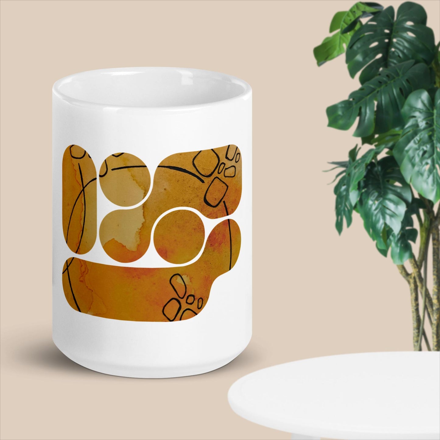 Orange Watercolor - White glossy mug